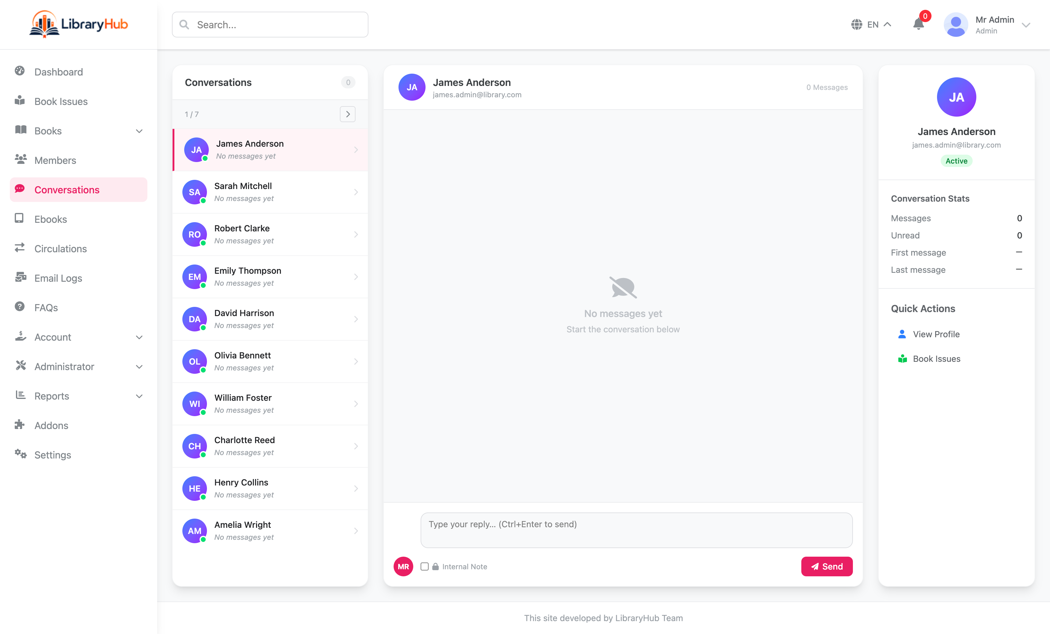 LibraryHub overdue book tracking and fine management overview